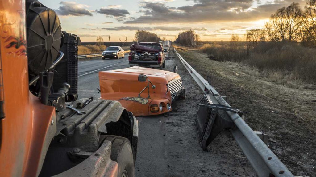 Truck accident on highway involving semi truck