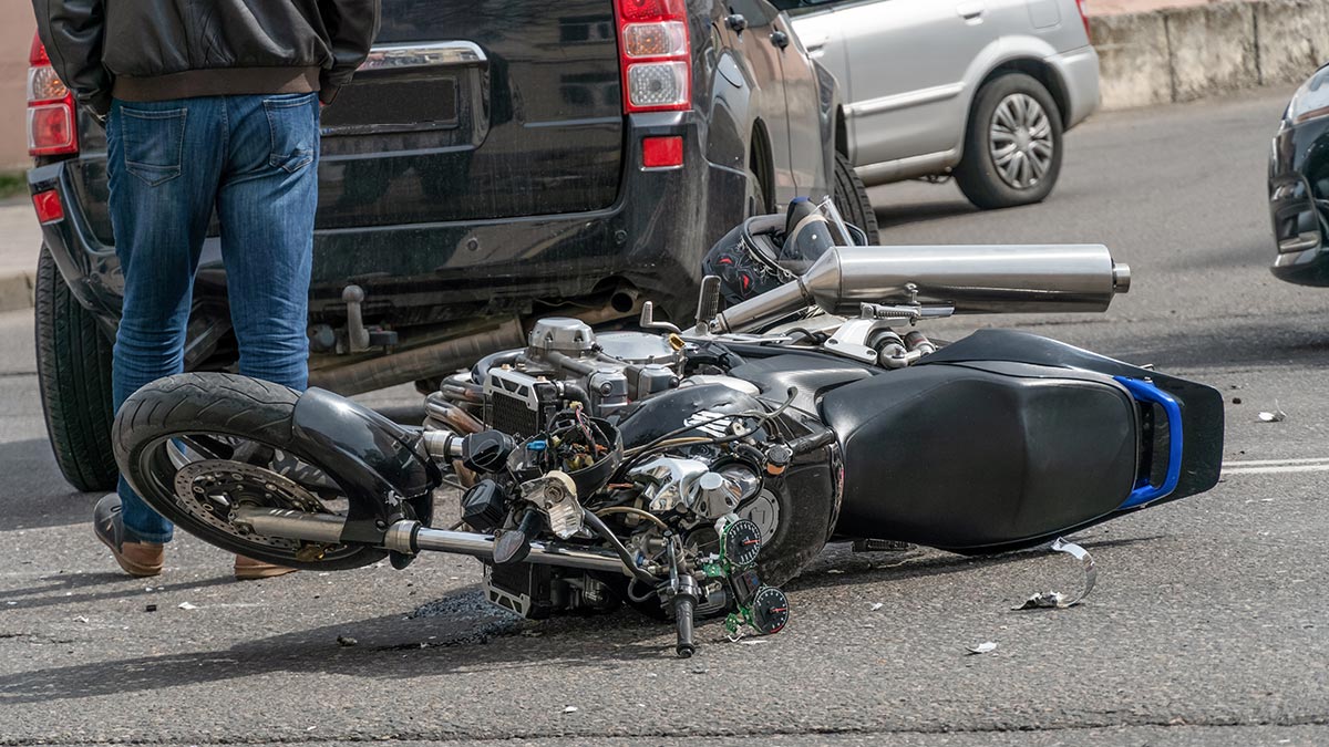 a motorcycle in an accident with a truck