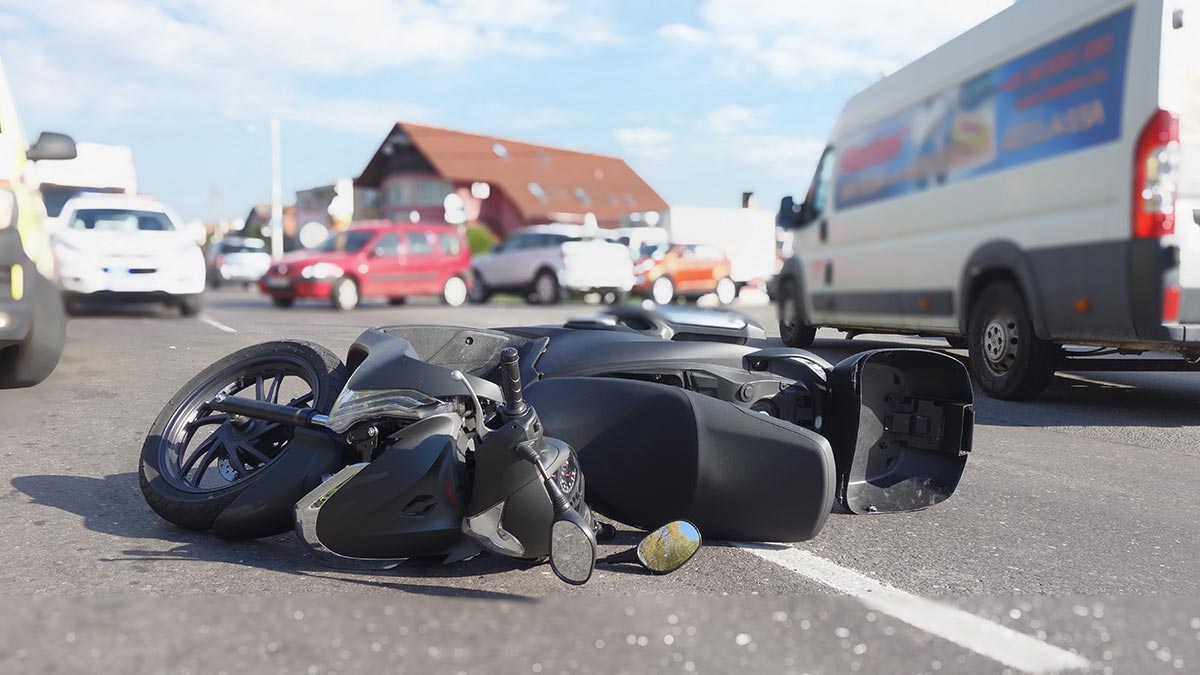 motorcycle accident in a parking lot